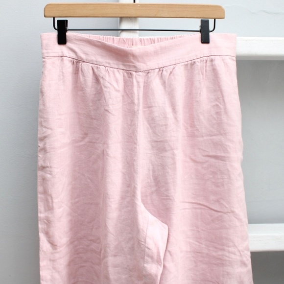 NWT Lou & Grey LOFT Pink Linen Wide Leg High Rise Crop Pants Size Medium - Picture 6 of 9